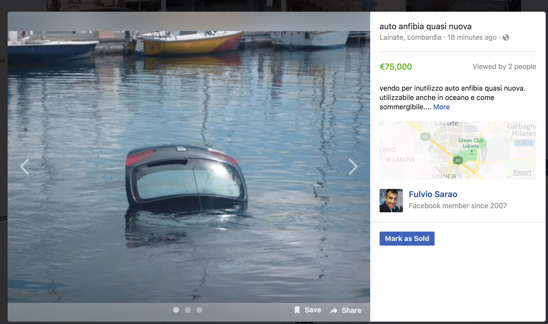 visualizzazione prodotto in facebook marketplace